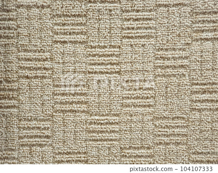 Beige carpet texture background, square shape pattern. Polypropylene carpet, close-up, top view, texture, braided rough beige rug Beige carpet texture background, square shape pattern. Polypropylene carpet, close-up, top view, texture, braided rough beige rug 104107333