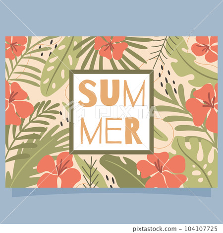 Summer card with tropical exotic background. Vector Summer card with tropical exotic background. Vector 104107725