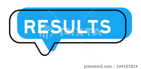 Speech banner and blue shade with word results on white background 104107824