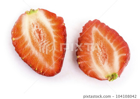 Strawberries isolated on white background in a cut 104108042