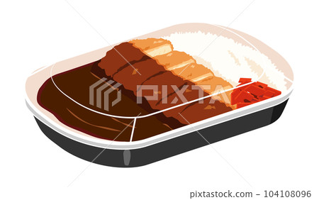 一次性容器中的炸肉排咖哩 104108096