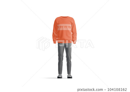 Blank colored casual sweater, pants and sneakers mockup, isolated 104108162