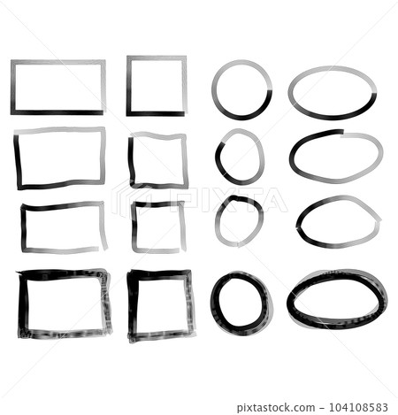 Hand drawn frames set. Cartoon style. Square,... - Stock Illustration ...
