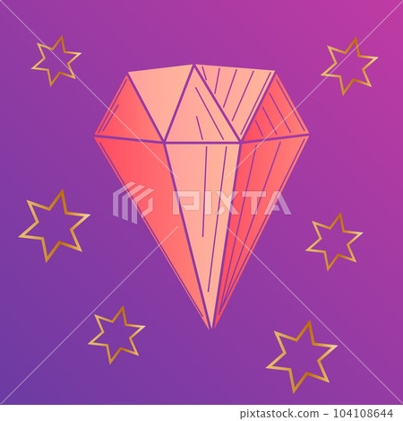 Beautiful pastel crystals drawing. Hand drawn illustration of natural crystal gem 104108644
