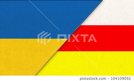 Flags of Ukraine and South Ossetia. diplomatic relations. Political concept 104109092