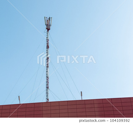 5g telecommunication tower, TV mast over sky 5g telecommunication tower, TV mast over sky 104109392