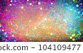 Holographic rainbow glitter blurred abstract background. Neon multi colored particles or sparkles with depth of field. Colorful bokeh defocused light effects. Unicorn magic backdrop 104109477