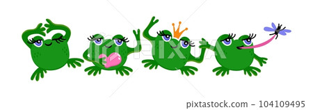 Dancing frogs. Cute vector illustration. 104109495
