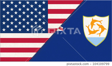 Flags of USA and Anguilla. USA and Anguilla relations 104109799