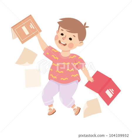 Little Boy Tearing Books Having Bad Behavior Vector Illustration Little Boy Tearing Books Having Bad Behavior Vector Illustration 104109932