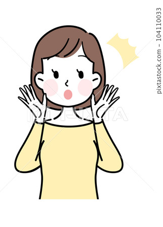 女性面部表情驚喜矢量插圖素材 女性面部表情驚喜矢量插圖素材 104110033