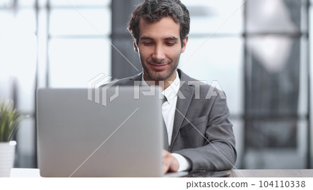 Successful businessman working inside office, man in business suit Successful businessman working inside office, man in business suit 104110338