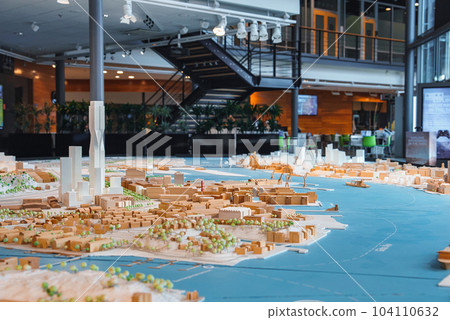 Gothenburg city miniature. Development plans and model at the Chalmers technical university in Gothenburg, Sweden 104110632