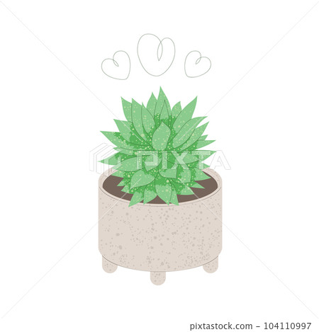 Agave in flowerpot. Trendy flat style illustration 104110997