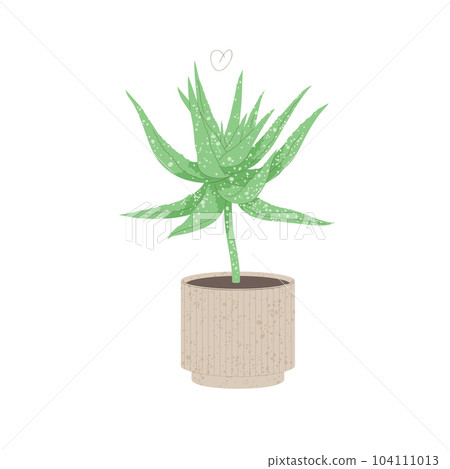 Aloe in flowerpot. Trendy flat style illustration Aloe in flowerpot. Trendy flat style illustration 104111013