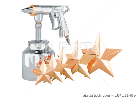 Portable Sand Blaster Gun with five golden stars, 3D rendering 104111499