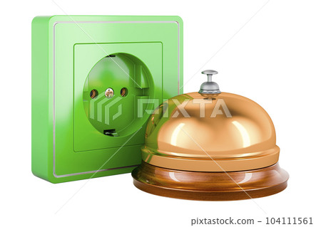Electrical outlet, socket with reception bell. 3D rendering Electrical outlet, socket with reception bell. 3D rendering 104111561