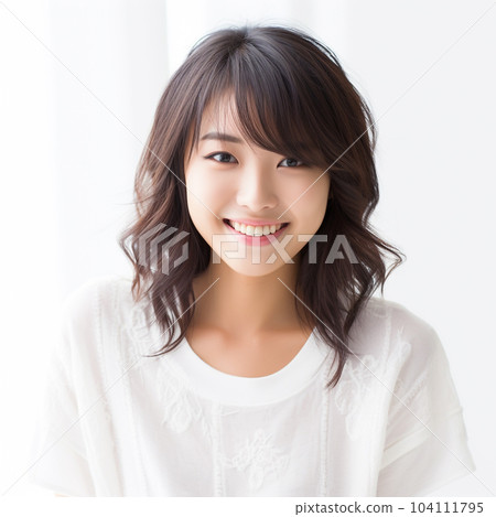 Beautiful asian woman with clean fresh skin. Face care, Facial treatment, Cosmetology, beauty and spa, Asian women portrait. Beauty asian. Beautiful smiling asian young woman, isolated on white. 104111795