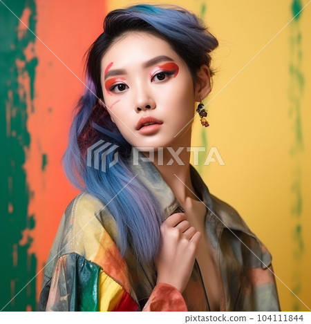 Portrait of beautiful asian girl with long hair... - Stock Illustration ...