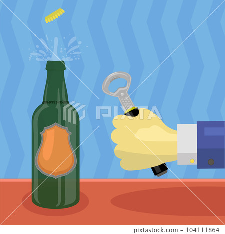 Vector Opener for Green Glass Bottle of Beer Vector Opener for Green Glass Bottle of Beer 104111864