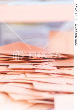 Ballot box background with no people and copy space. voting campaign envelope in electoral college 104112577