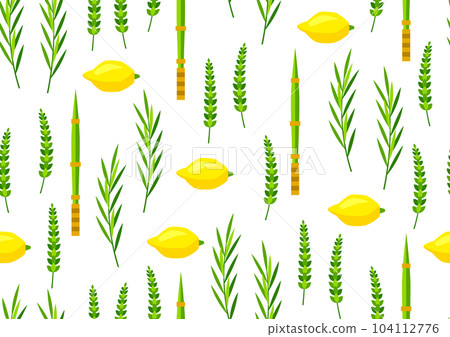 Happy Sukkot seamless pattern. Holiday background with Jewish festival traditional symbols. Happy Sukkot seamless pattern. Holiday background with Jewish festival traditional symbols. 104112776