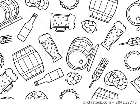 Pattern with beer objects. Beer festival or Oktoberfest. 104112778