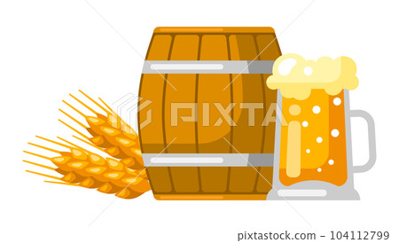 Emblem with beer objects. Beer festival or Oktoberfest. 104112799