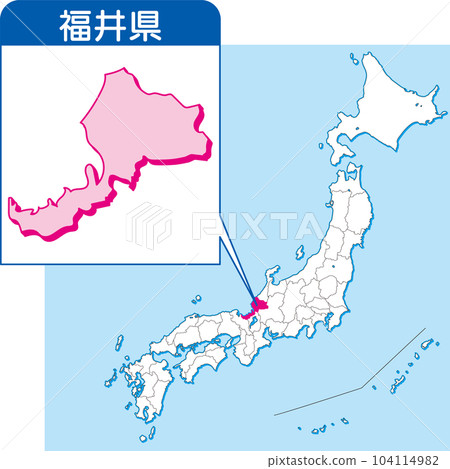 福井縣地圖_日本彩色地圖_18_福井縣在日本地圖上_按縣劃分的日本放大地圖_福井縣 104114982