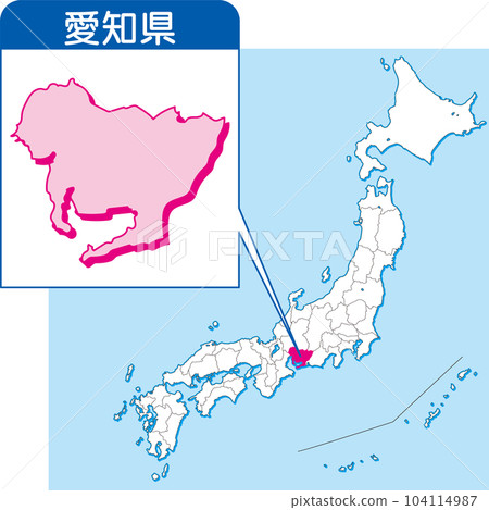 Map of Aichi Prefecture_Color Map of Japan_23_Aichi Prefecture is here in the map of Japan_Enlarged Map of Japan by Prefecture_Aichi Prefecture 104114987