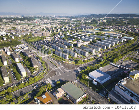 Kozoji New Town shining in the morning sun Iwanaridai/Fujiyamadai Kasugai City, Aichi Prefecture (Aerial shot by drone) 104115108