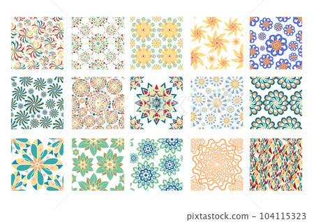 Whirling Delights, Colorful Pinwheel, Wind Spinner Seamless Pattern vector set. Whirling Delights, Colorful Pinwheel, Wind Spinner Seamless Pattern vector set. 104115323