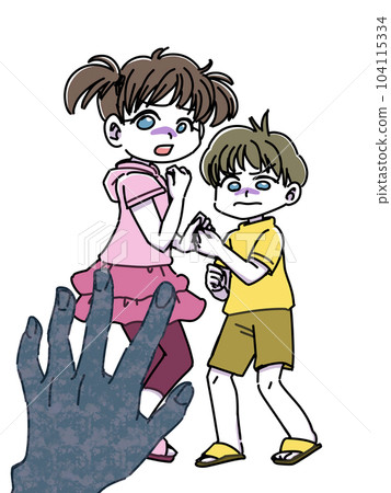 Suspicious hands creeping up on children Suspicious hands creeping up on children 104115334