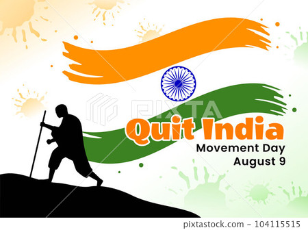 Quit India Movement Day Vector Illustration on 9 August with Indian Flag and People Silhouette in Flat Cartoon Hand Drawn Background Templates Quit India Movement Day Vector Illustration on 9 August with Indian Flag and People Silhouette in Flat Cartoon Hand Drawn Background Templates 104115515