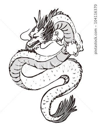 手繪插畫一龍龍日式水墨畫 手繪插畫一龍龍日式水墨畫 104116370