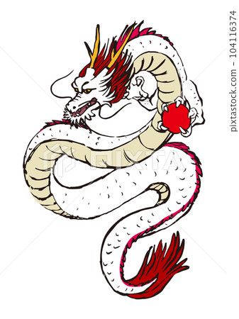 手繪插畫一龍龍日式水墨畫 104116374