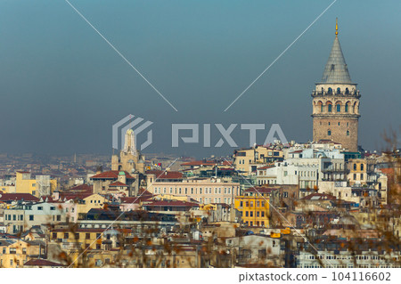 Karakoy quarter and Galata Tower from Golden Horn Bay, Istanbul 104116602