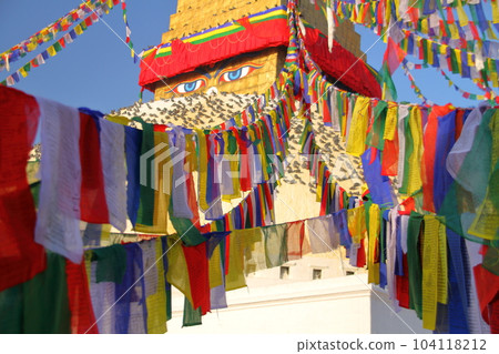 World Cultural Heritage Kathmandu Valley Boudhanath with the largest stupa of Tibetan Buddhism in Nepal 104118212