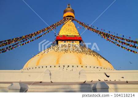 World Cultural Heritage Kathmandu Valley Boudhanath with the largest stupa of Tibetan Buddhism in Nepal 104118214