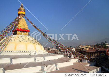 World Cultural Heritage Kathmandu Valley Boudhanath with the largest stupa of Tibetan Buddhism in Nepal 104118217
