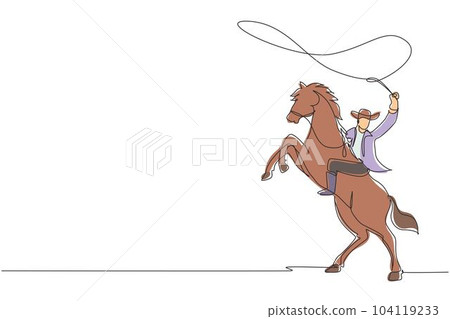 cowboy on rearing horse drawing