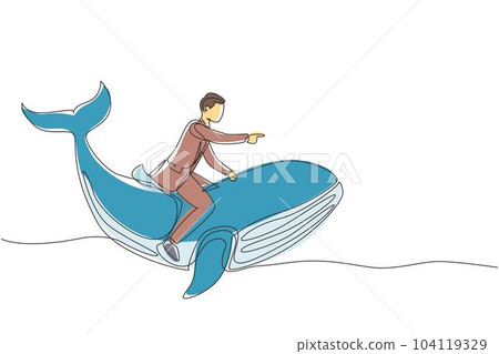 Single one line drawing brave businessman... - Stock Illustration