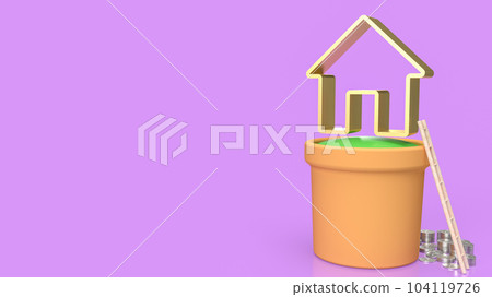 The home icon on plant for property or building business 3d rendering The home icon on plant for property or building business 3d rendering 104119726