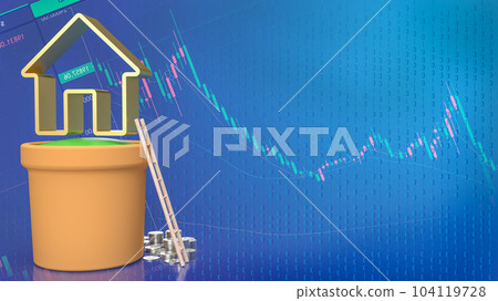 The home icon on plant for property or building business 3d rendering 104119728