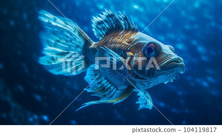 Kelpfish in the blue sea Kelpfish in the blue sea 104119817