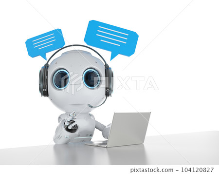 Chatbot or assistant robot chat with speech bubble 104120827