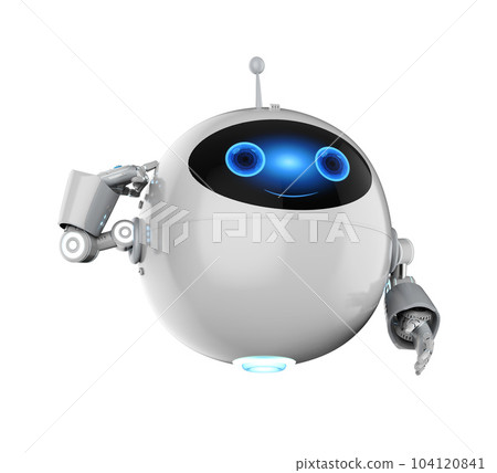 Cute assistant artificial intelligence robot no leg finger point Cute assistant artificial intelligence robot no leg finger point 104120841