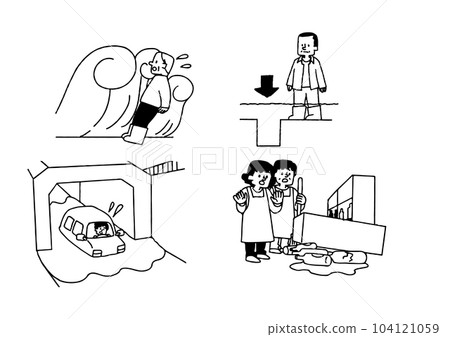 Illustration set when a natural disaster occurs 104121059