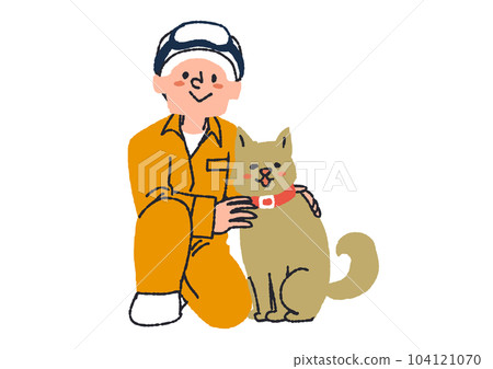 Illustration of a rescue dog and a rescue team person to find and help a missing person Illustration of a rescue dog and a rescue team person to find and help a missing person 104121070