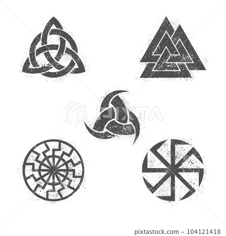 Scandinavian viking ink blots symbols set Scandinavian viking ink blots symbols set 104121418